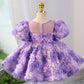 Girls' Three-dimensional Flower French Princess Dress