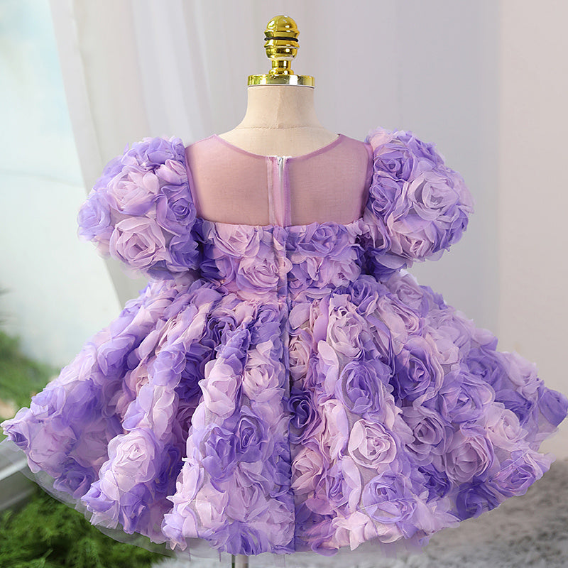 Girls' Three-dimensional Flower French Princess Dress