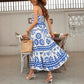 Womens Casual Off-shoulder Halterneck Cross-over Dress