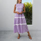 Casual Womens Lace Ruffle-neckline Sleeveless Striped Dress
