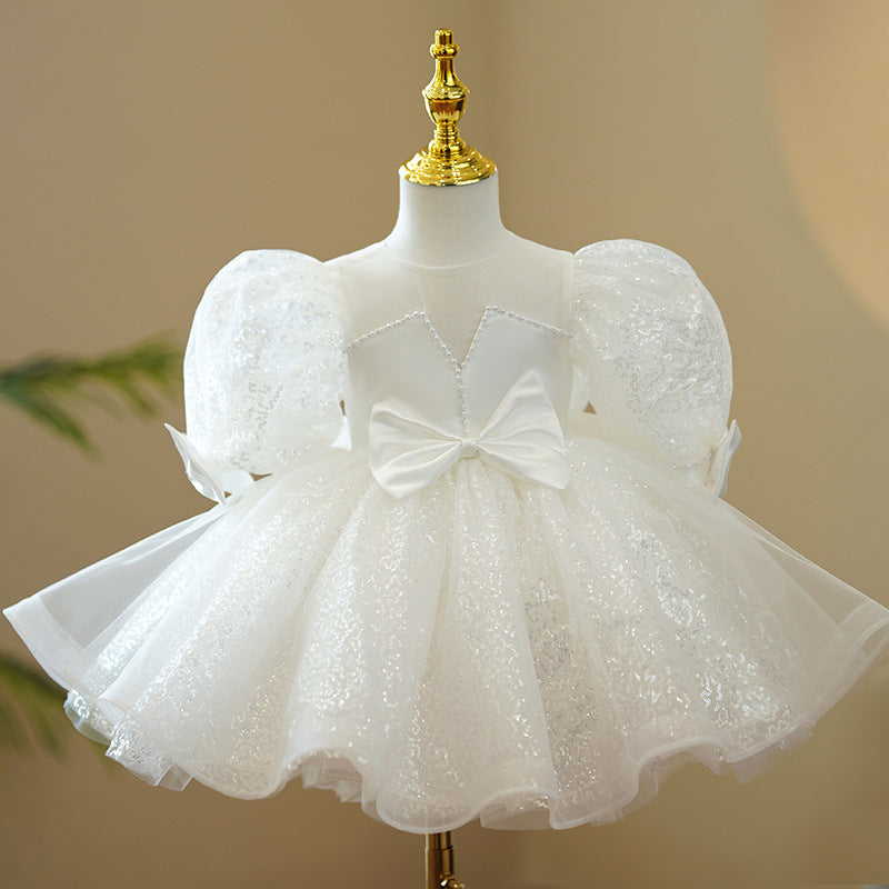 Girls' Polyester Fiber Evening Dress White