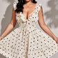 Deep V-neck Backless Polka-Dot Halter Strap Dress