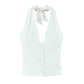 European And American Style French Elegant Style Fashion Casual V-neck Backless Lace Up Halterneck Vest Short Skirt