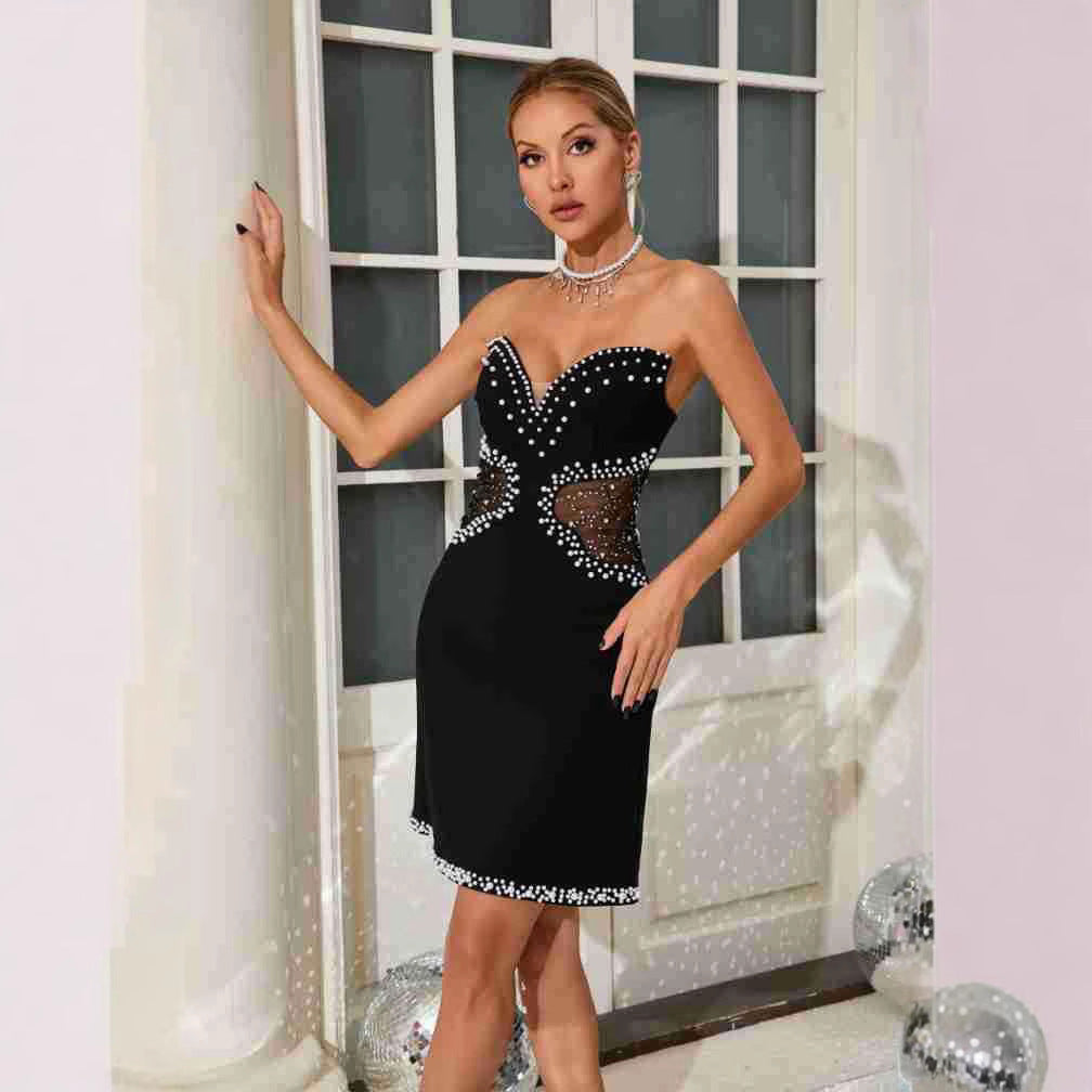 Cutout Tube Top Bubble Beads Dress