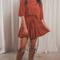 Round Neck Solid Color Half Sleeves Loose Top T-shirt Drawstring Pleated Skirt Commuter Suit