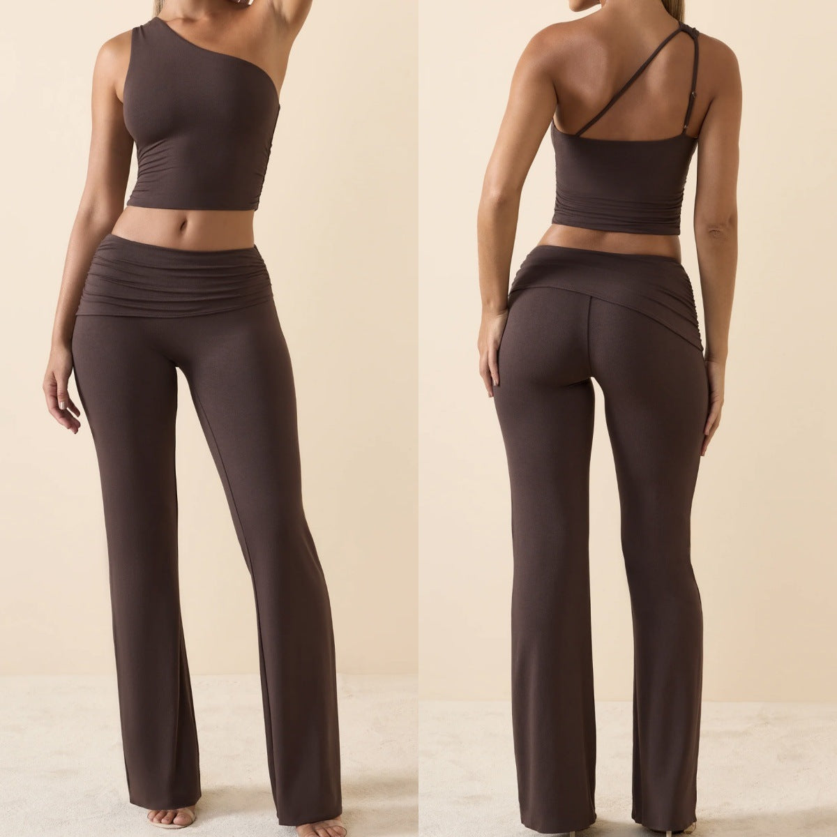 Oblique Shoulder Sports Breathable Slimming Suit