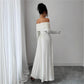 Women's Solid-Color French-Style Off-the-Shoulder Knitted Dress