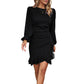 Puff Sleeve Solid Color Sheath Dress Women