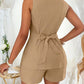 European And American Ladies Fashion Comfort And Casual Open Chest Lace-up Short-sleeved Shirt