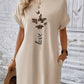 Butterfly And Letter Pattern Batwing Sleeve T-shirt Dress