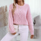 Round-neck Pullover Retro Cable Knit Sweater