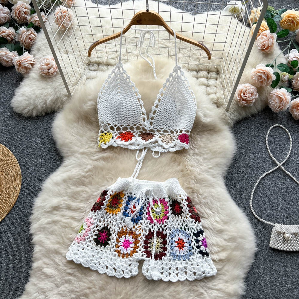Summer New Bikini Vacation Travel Knitted Hollow Suit