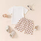 Summer Boys' And Kids' Popular Short Top Plaid Shorts Two-piece Set