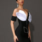 Black One-shoulder Sleeveless Flower Bandage Dress