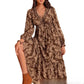 Women's Floral Print Bohemian V-neck Lace Dress