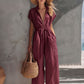 Retro Casual Resort-style V-neck Jumpsuit