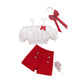 Red Button Shorts Bow Accessory Cute Style