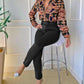 Women's Digital Printing Long-sleeved Shirt With Belt Trousers Suit