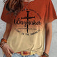 Summer Short Sleeve T-shirt Cross And Letter Print Tops Women