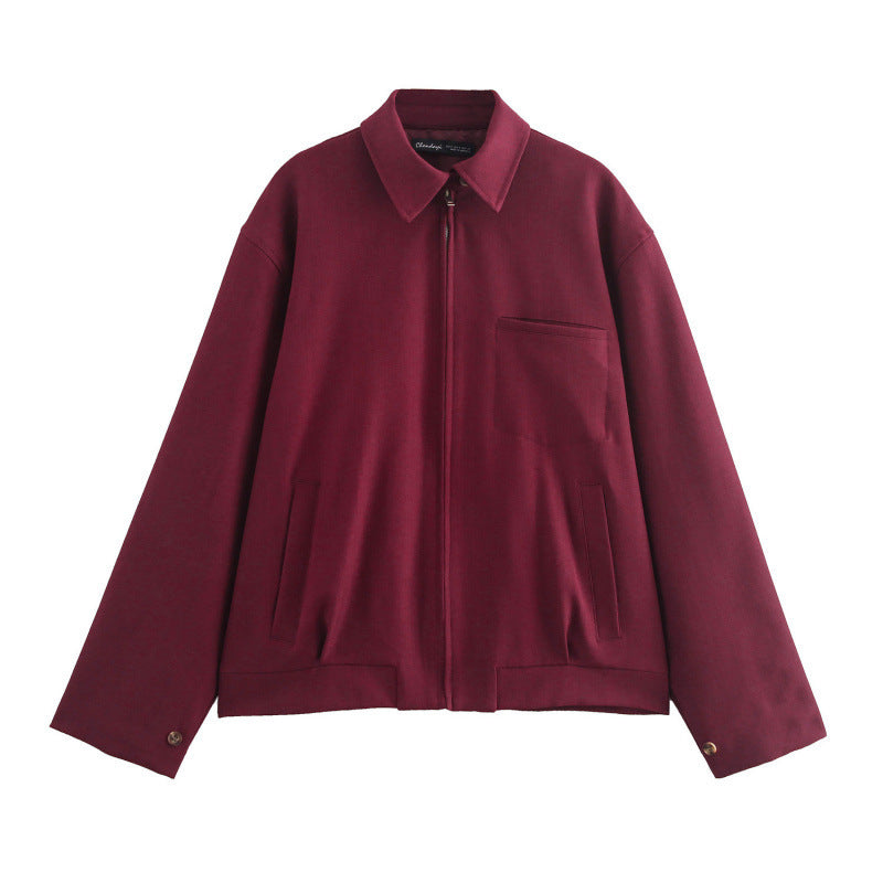 European And American Fashion Zipper Pocket Jacket Jacket Short Skirt