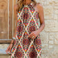 Digital Printing Strapless Round Neck Sling Dress