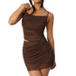 European And American Solid Color Sling Stitching Mesh Dress