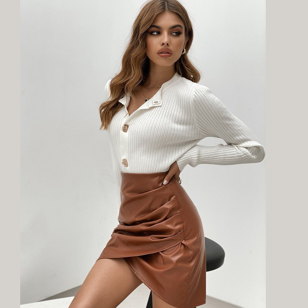 New Rules All-match Bag Hip Bust PU Leather Skirt Women