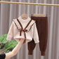 Girls Ruffled Suit Sweater Autumn And Winter Pullover Round Neck Children's Sweater