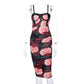 Women's New Smocked Print Square Neck Long Sleeve Slim Fit Dress