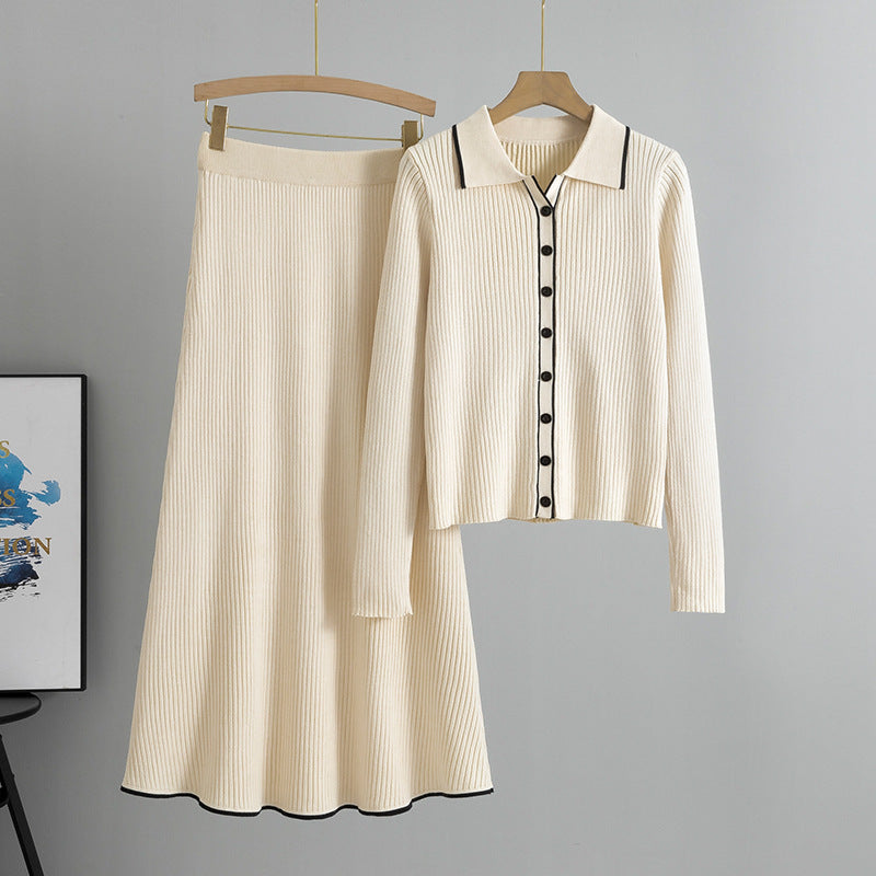 Fashion Slim Fit Women's Sweater Cardigan Skirt Two-piece Set