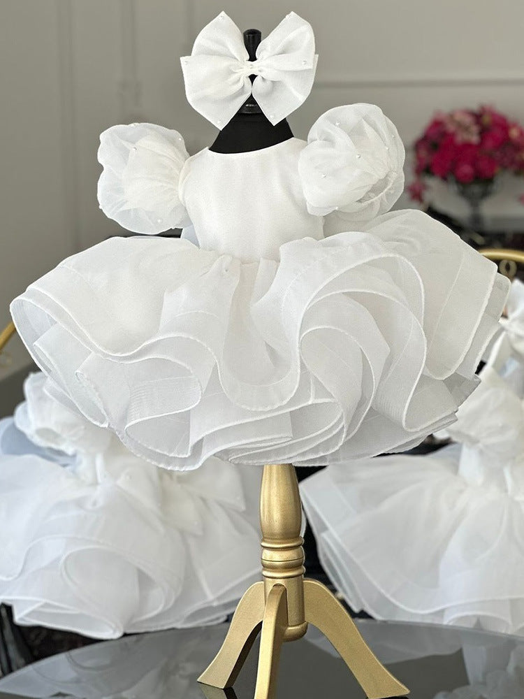 Bubble Sleeve Princess Dress Girls' Chiffon Skirt