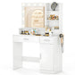 Dressing Table And Mirror, Dressing Table And Bedroom Dressing Table With 3-color Light Options For Adjustable Brightness, White