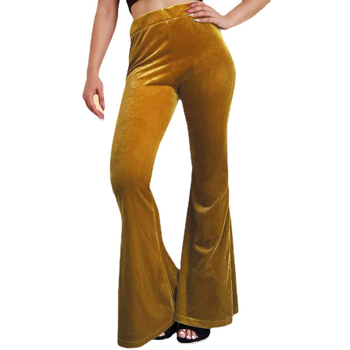 Pantalon en velours à pattes d'éléphant décontracté pour femme
