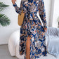 European And American Retro Flower Lapel Tied Shirt Dress