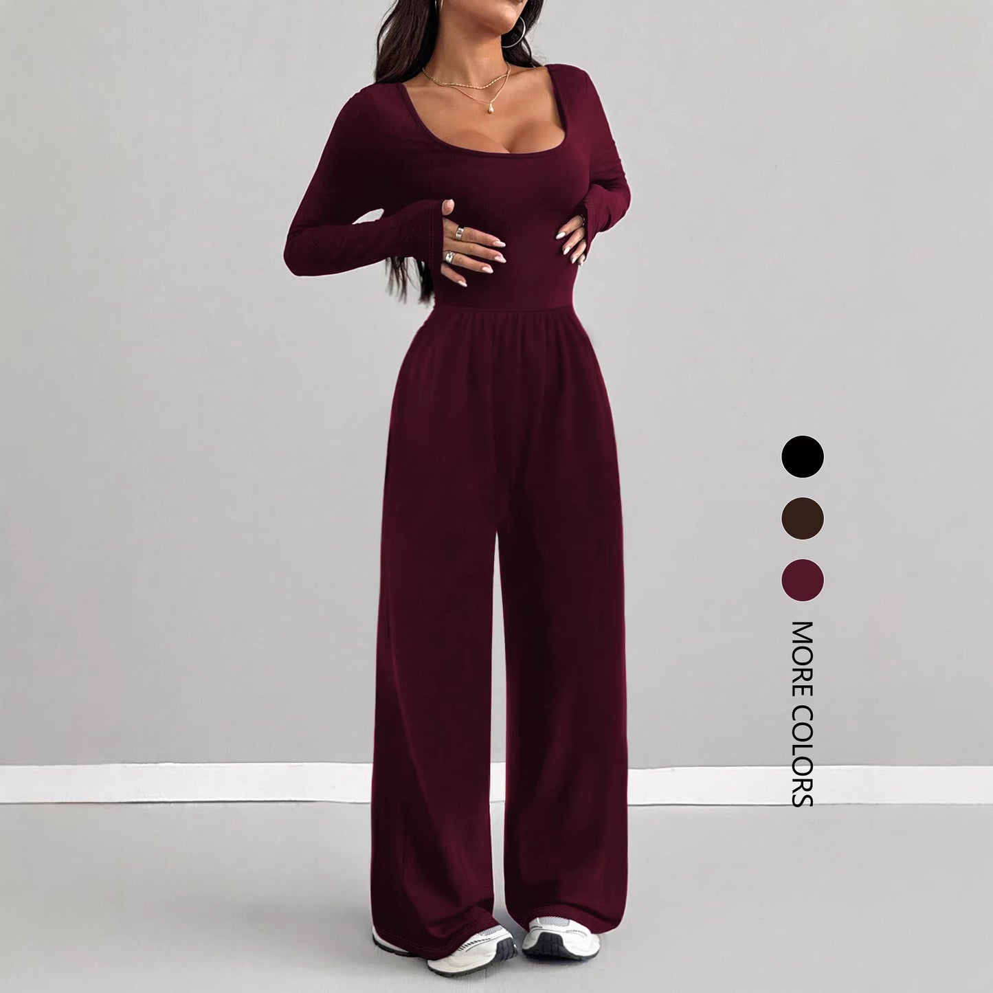 Womens Fashionable Casual Solid-Color Jumpsuit