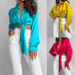Long Sleeve Midriff-baring Shirt Women's Cropped Top