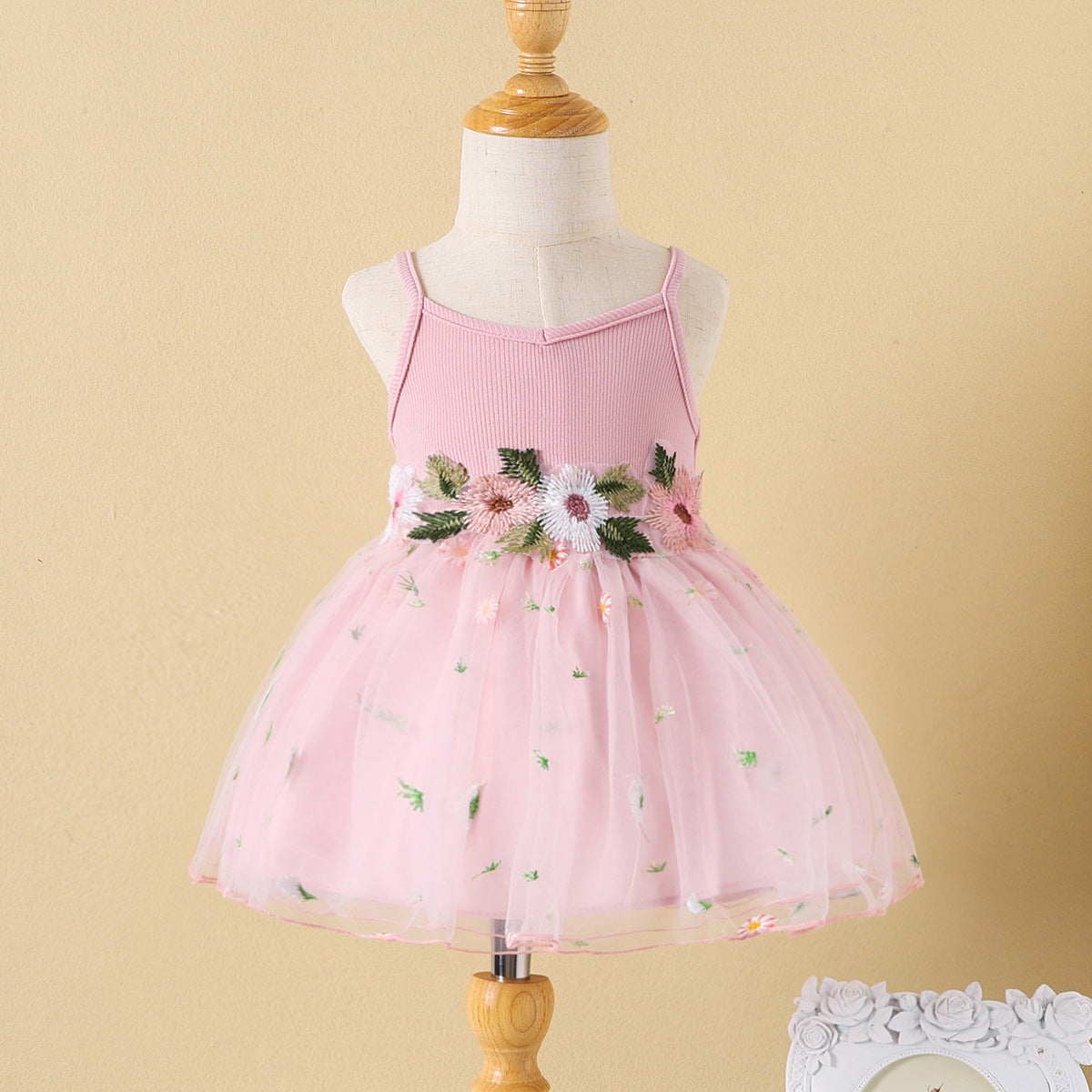 Shoulder Strap Thin Gauze Baby Girl's Dress