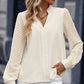 V-neck Long-sleeved Chiffon Shirt Lace Stitching Solid Color Tops Women Clothing