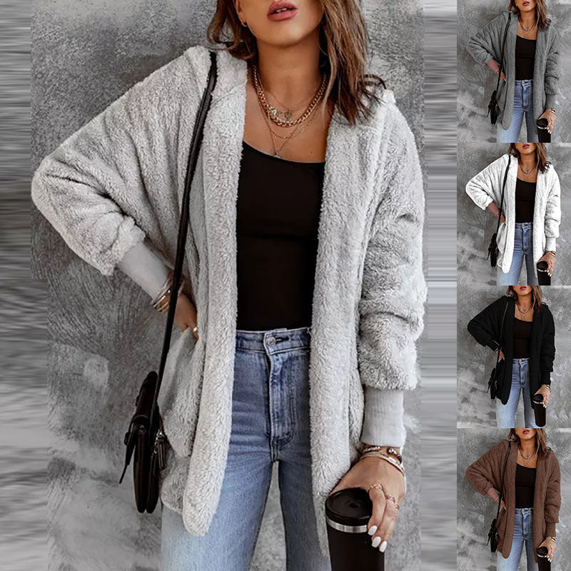 Women's Plush Long-sleeved Top Coat
