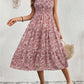 Sleeveless Round Neck Smocking Dress High Waist Slimming Design