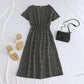 Printed Short-sleeve Waist-cinching Figure-flattering Dress For Petite Frames