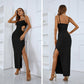 Diamond-embedded Elegant Long Bandage Suspender Skirt