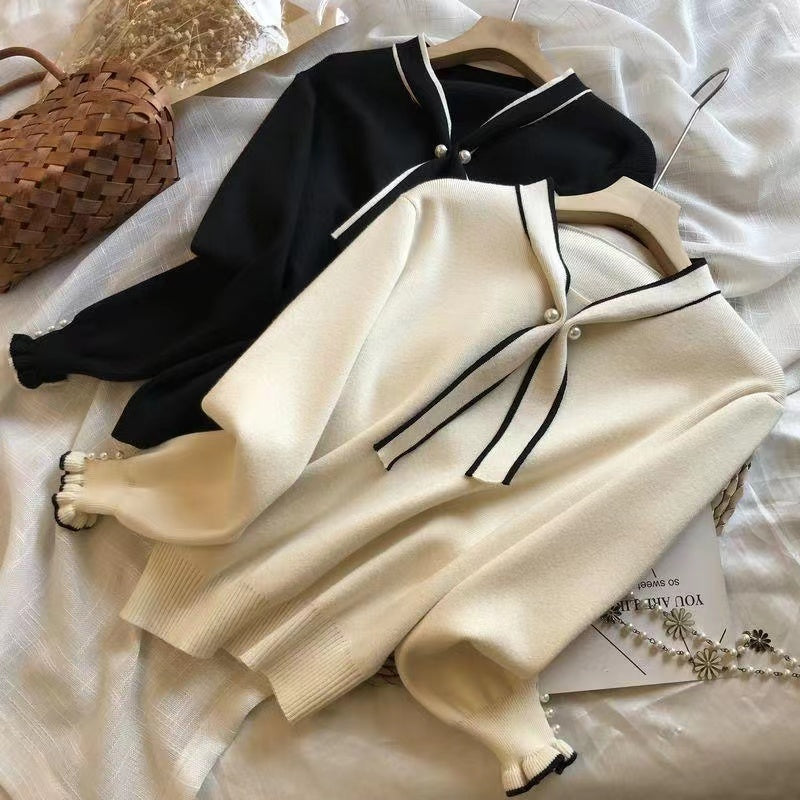 Thin Bottoming Shirt Gentle Lady's Bow Tie