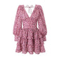 Women's V-neck Backless Lace Printing Dress