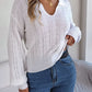 Casual Polo Collar Solid Color Plaid Long Sleeve Knitted Pullover Sweater