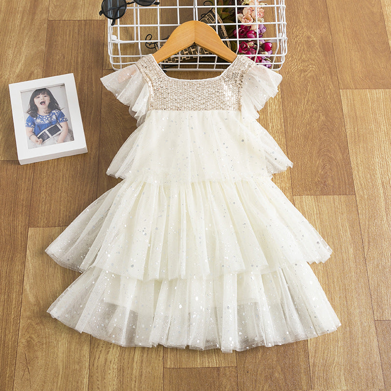 New Girls' Fairy Sequined Mesh Dress