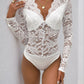 Elegant Graceful Solid Color Long Sleeve Lace Jumpsuit