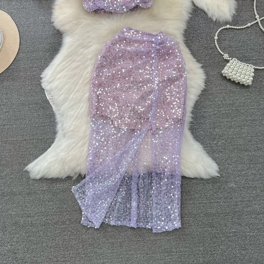 Ensemble deux pièces style vacances en bord de mer, costume léger et luxueux pour femme