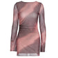 Robe imprimée à double épaisseur pour femme, taille ajustée