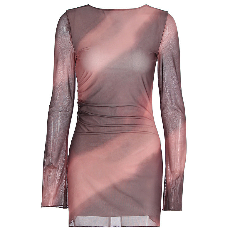 Robe imprimée à double épaisseur pour femme, taille ajustée